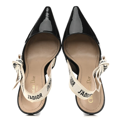Christian Dior Patent Ribbon J'Adior Slingback 100mm Pumps 39 Black 2 of 13
