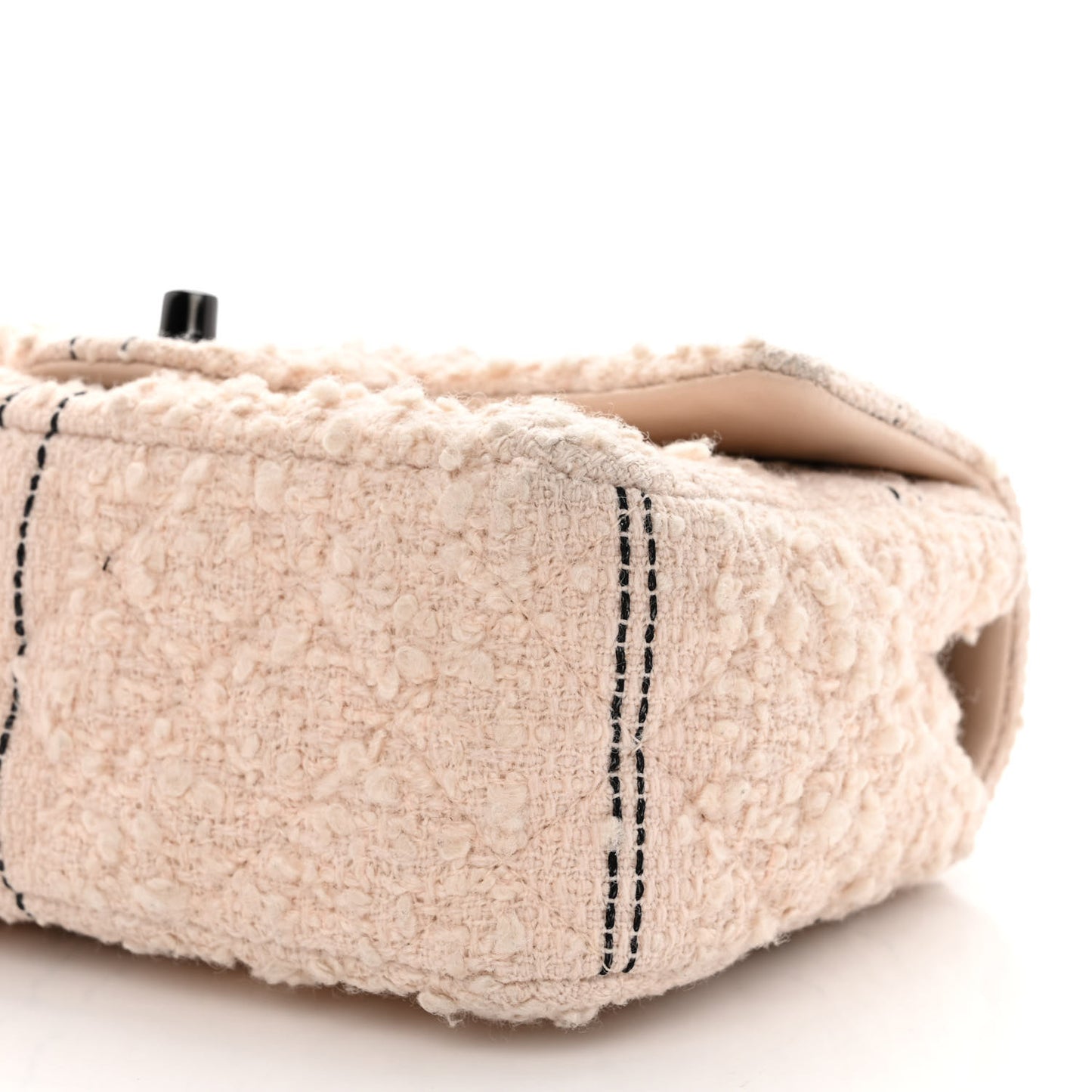 Tweed Quilted Mini Rectangular Flap Light Pink Black