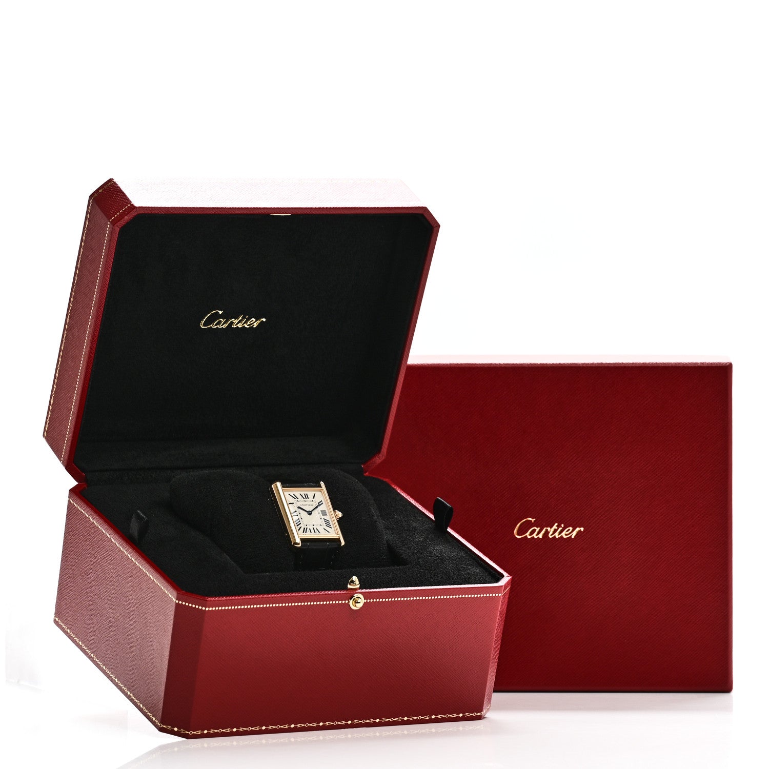 Cartier 18K Yellow Gold Alligator 26mm Tank Louis Quartz Watch 5 of 5