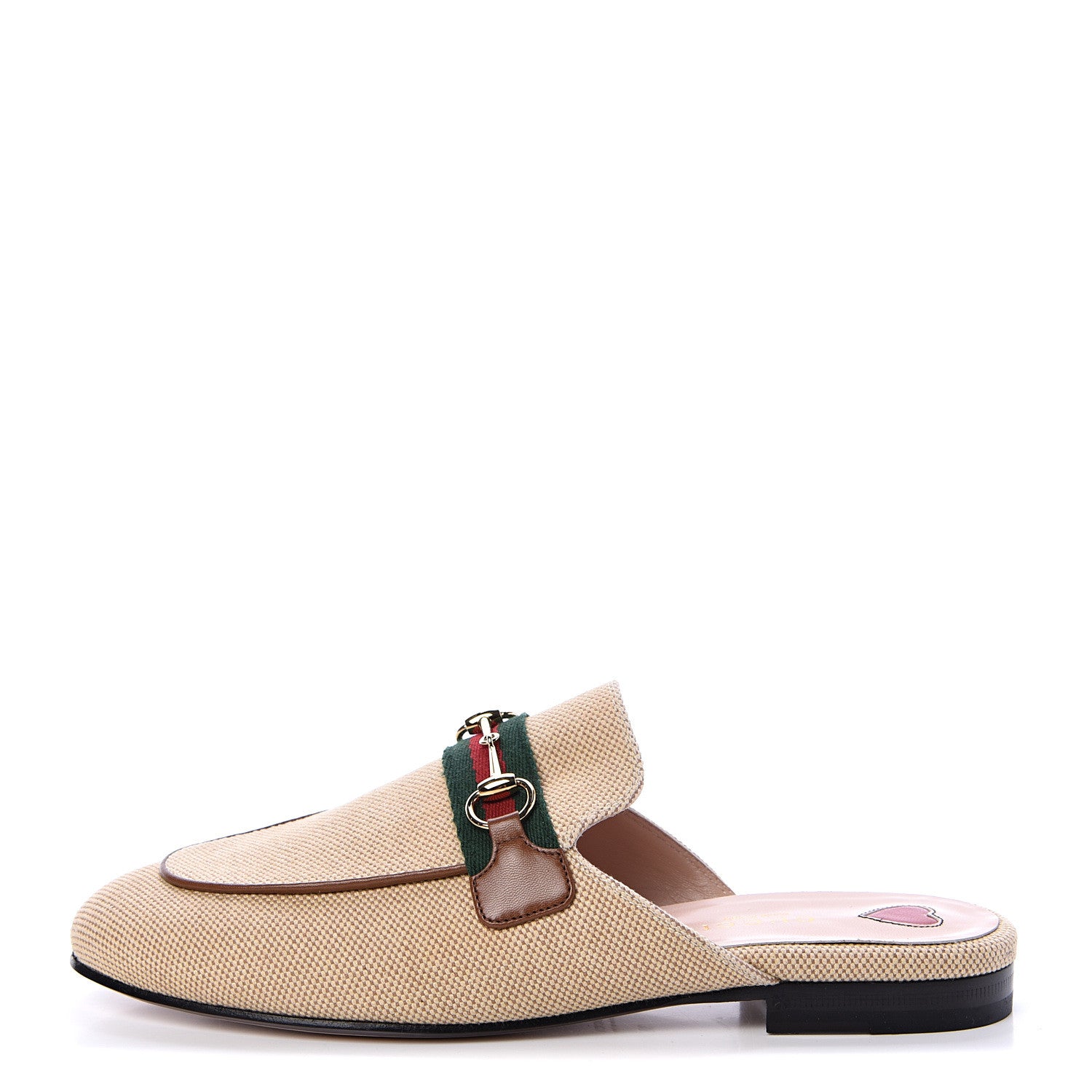 Gucci Canvas Vintage Charlotte Web Princetown Slippers 38 Sand Cuir 1 of 8