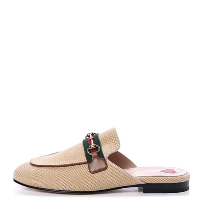 Gucci Canvas Vintage Charlotte Web Princetown Slippers 38 Sand Cuir 1 of 8