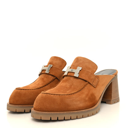 Hermes Suede Goatskin Flore 60 Mules 40 Brun Amourette 3 of 9