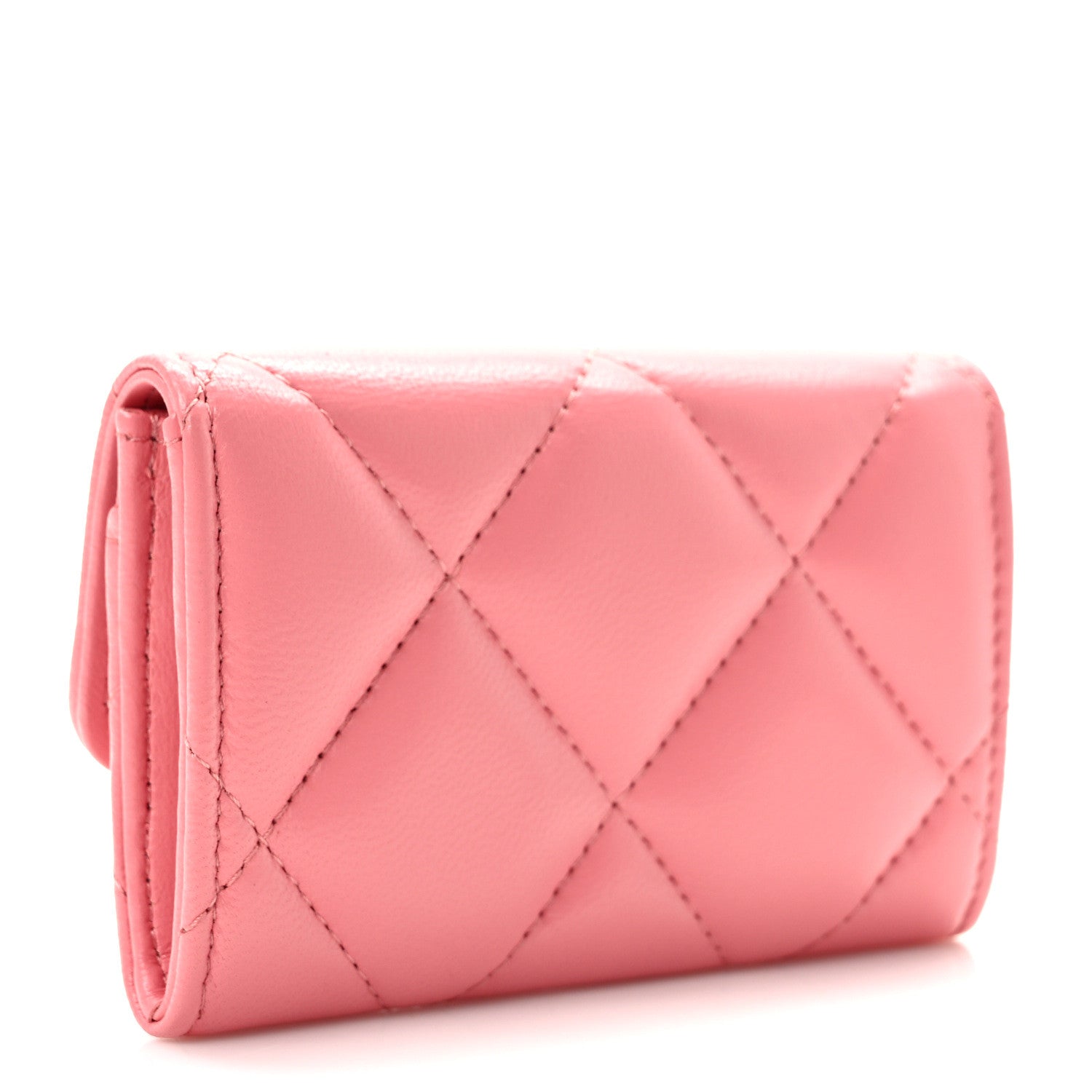 Chanel Lambskin Quilted Chanel 19 Flap Card Holder Pink 3 of 8