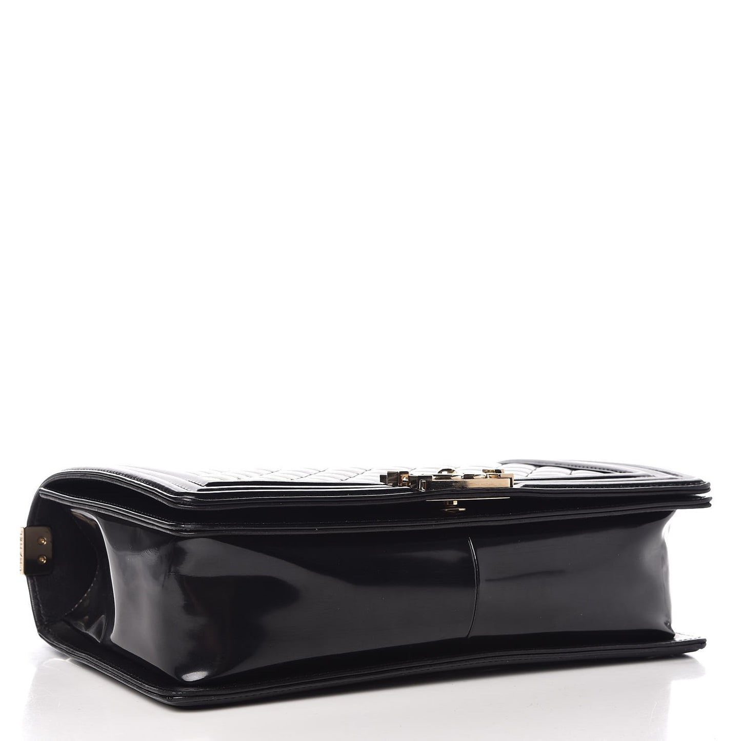 Iridescent Glazed Calfskin Quilted New Medium Boy Flap Black