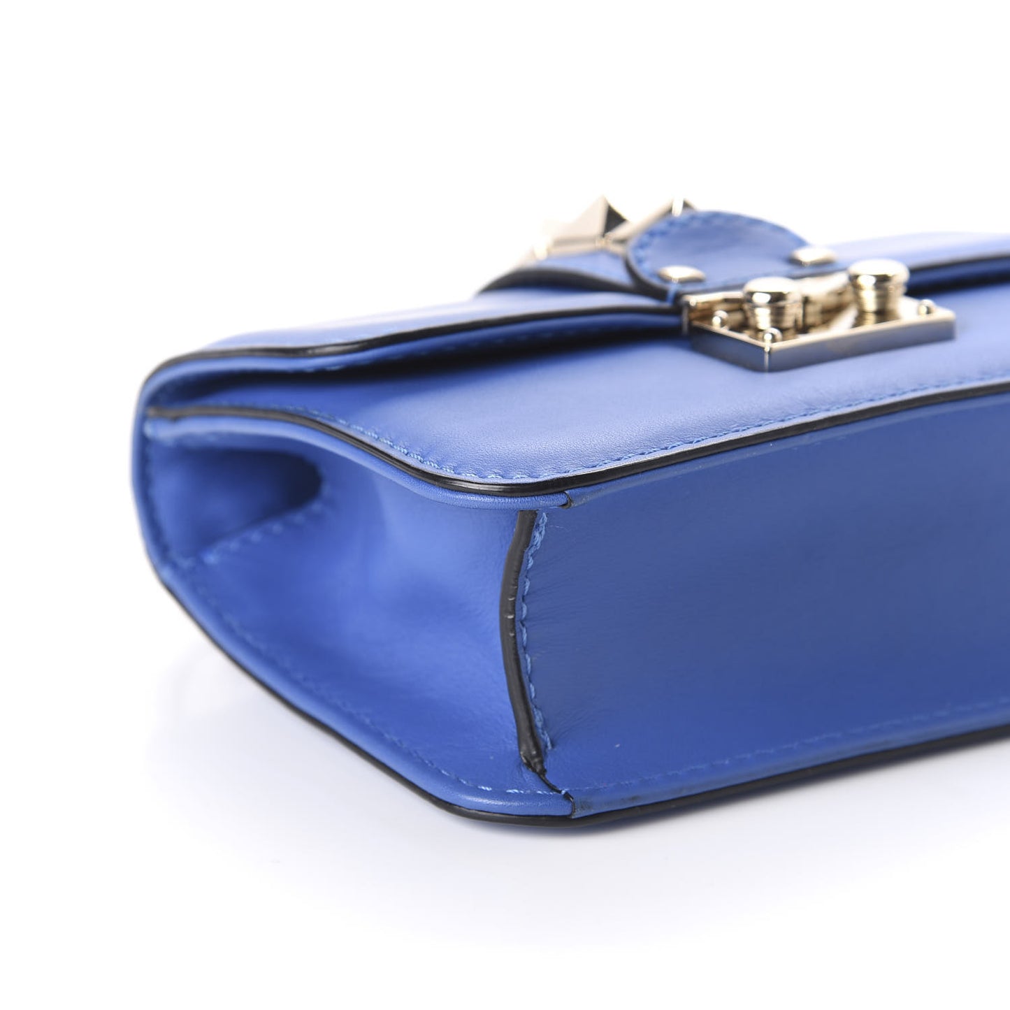Vitello Mini Glam Lock Rockstud Flap Blue