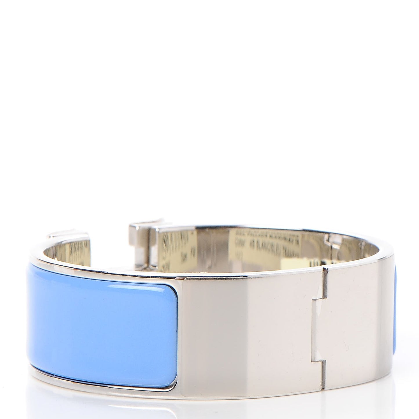 Enamel Wide Clic Clac H Bracelet PM Blanc Bleu Transat