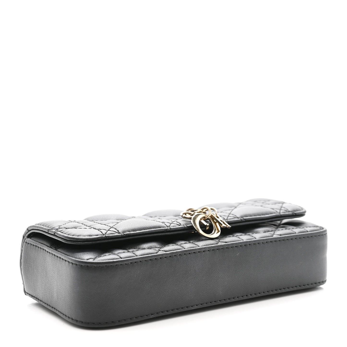 Lambskin Cannage Dior Talk Phone Pouch Black