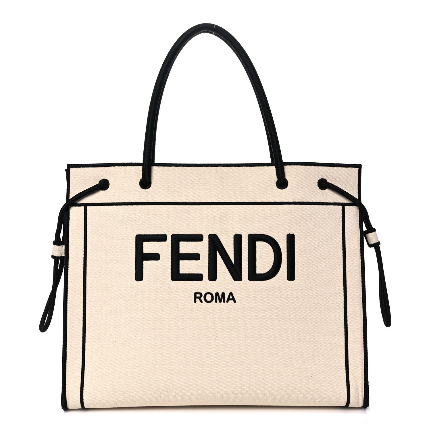 Fendi Canvas Logo Large Shopping Tote Grezzo Black 1 of 11