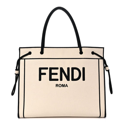 Fendi Canvas Logo Large Shopping Tote Grezzo Black 1 of 11