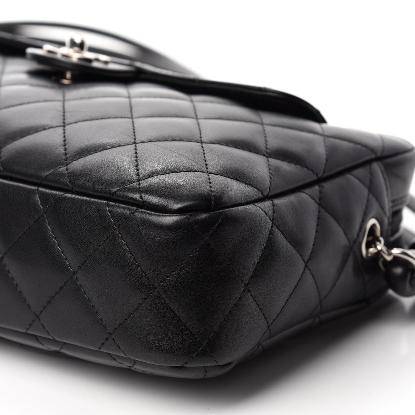 Calfskin Quilted Cambon Camera Case Black