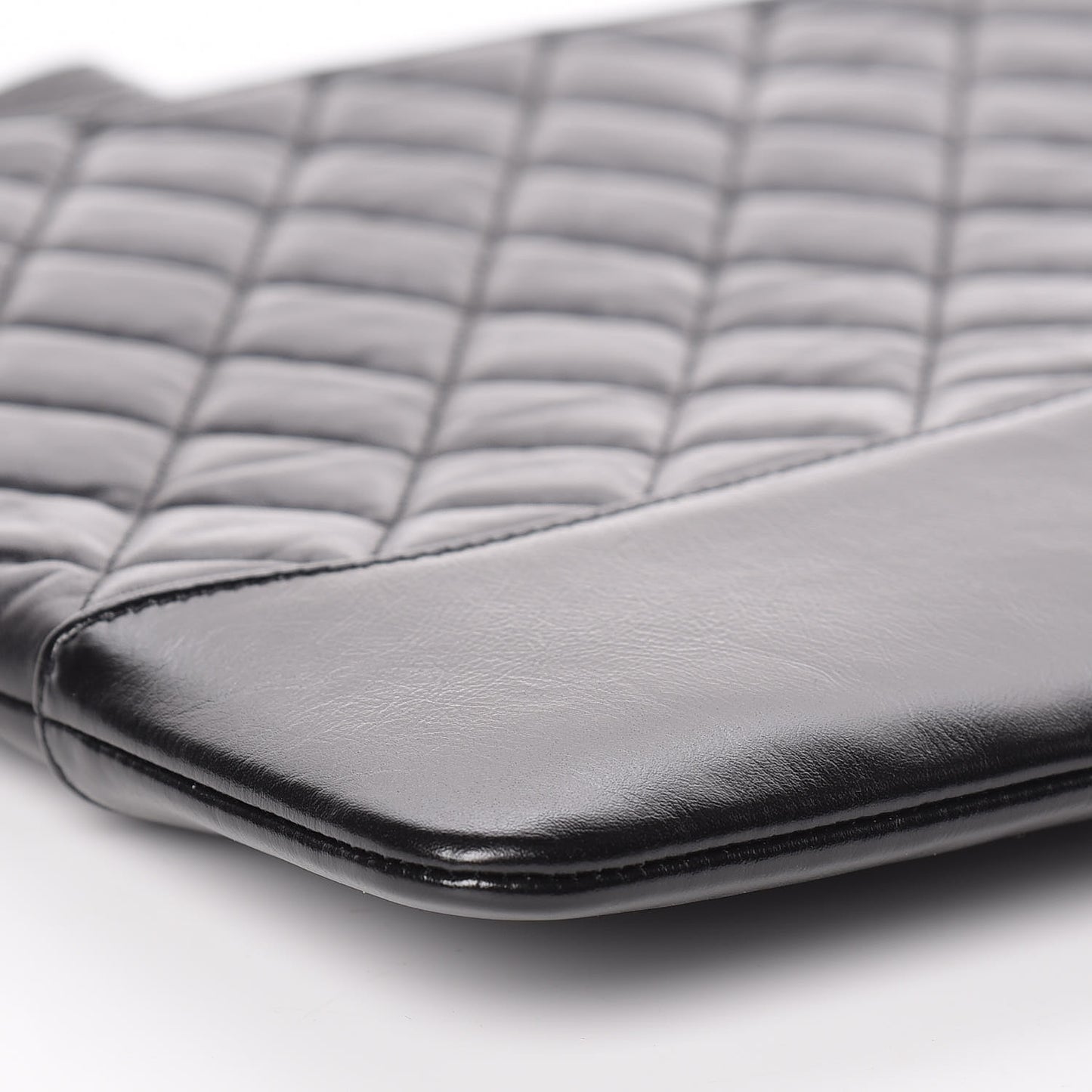 Aged Calfskin Quilted Large Gabrielle Cosmetic Case Black