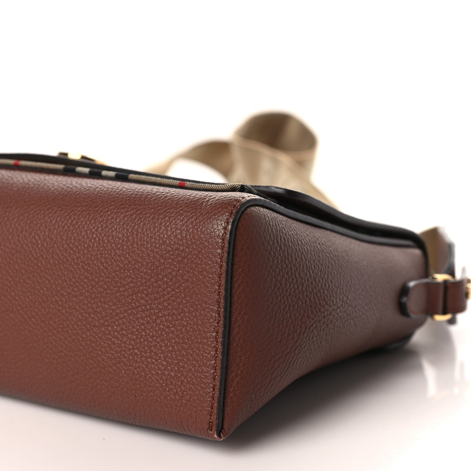 Burberry Calfskin Vintage Check Note Crossbody Bag Tan 8 of 9