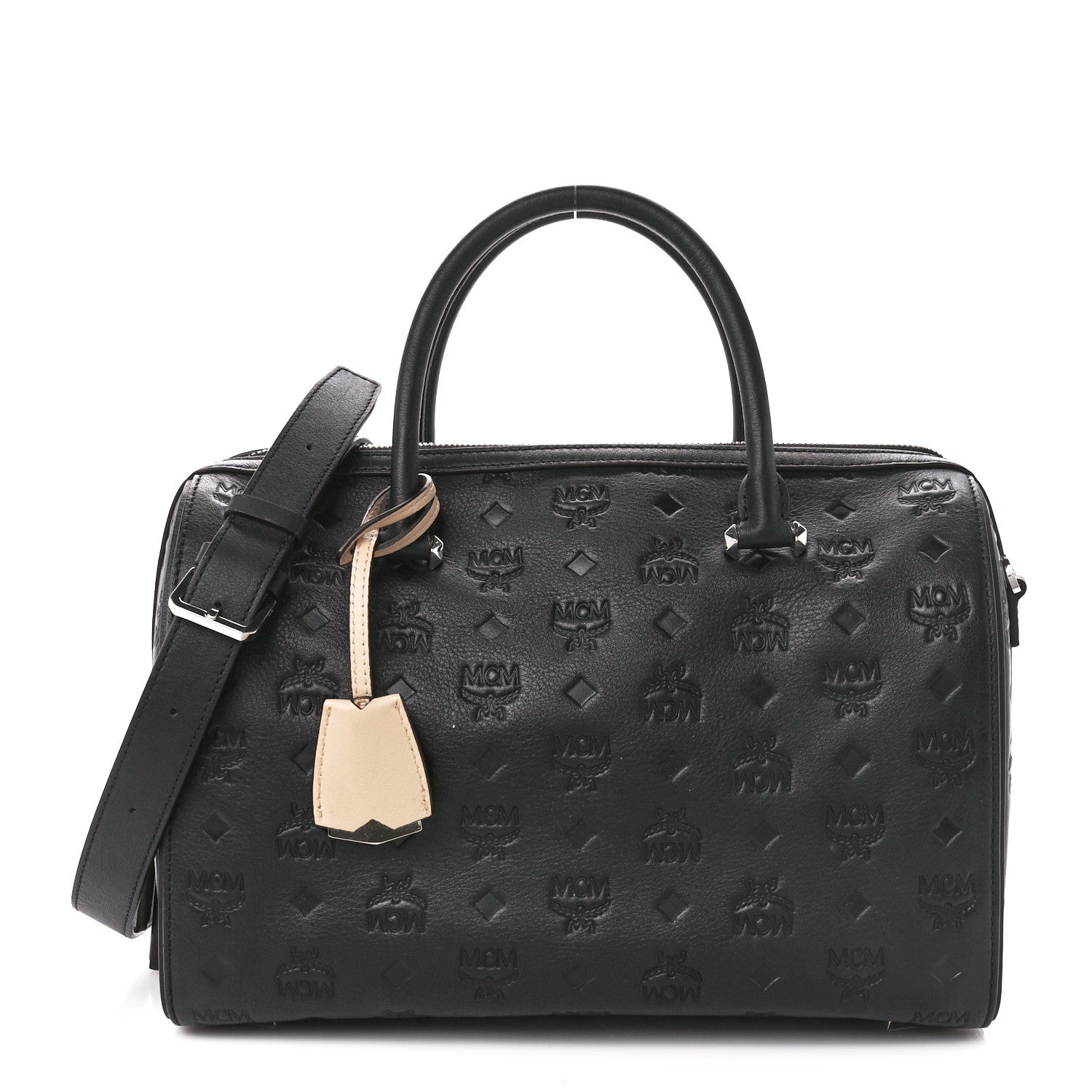 MCM Calfskin Ottomar Monogram Essential Boston Bag Black 1 of 11