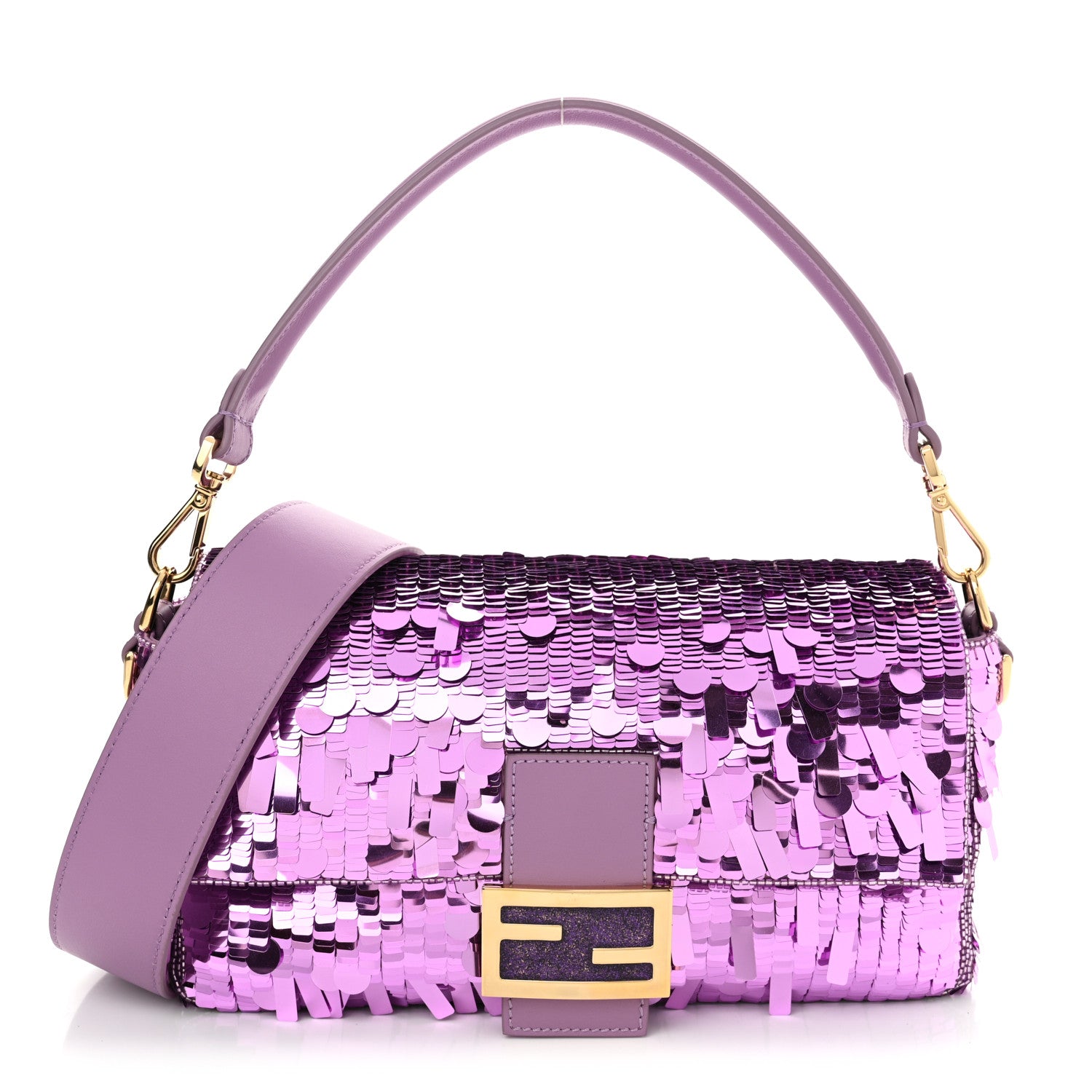 Fendi Sequin Paillettes Shiny Nappa Sex and the City Baguette Agapanto 1 of 9