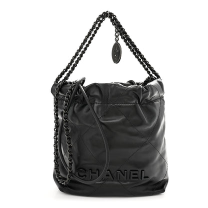 Chanel Shiny Calfskin Quilted Mini Chanel 22 So Black 1 of 11