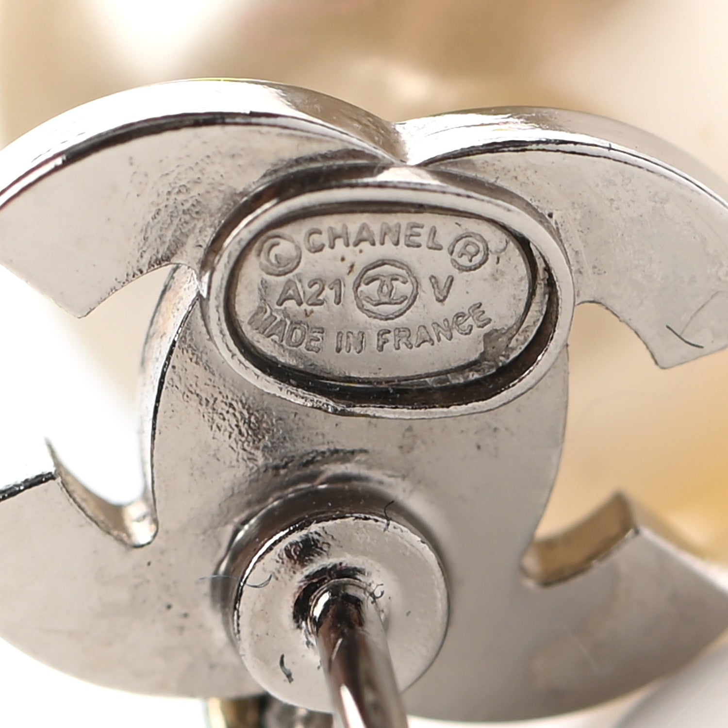 Chanel Crystal Pearl CC Drop Earrings Silver 4 of 4