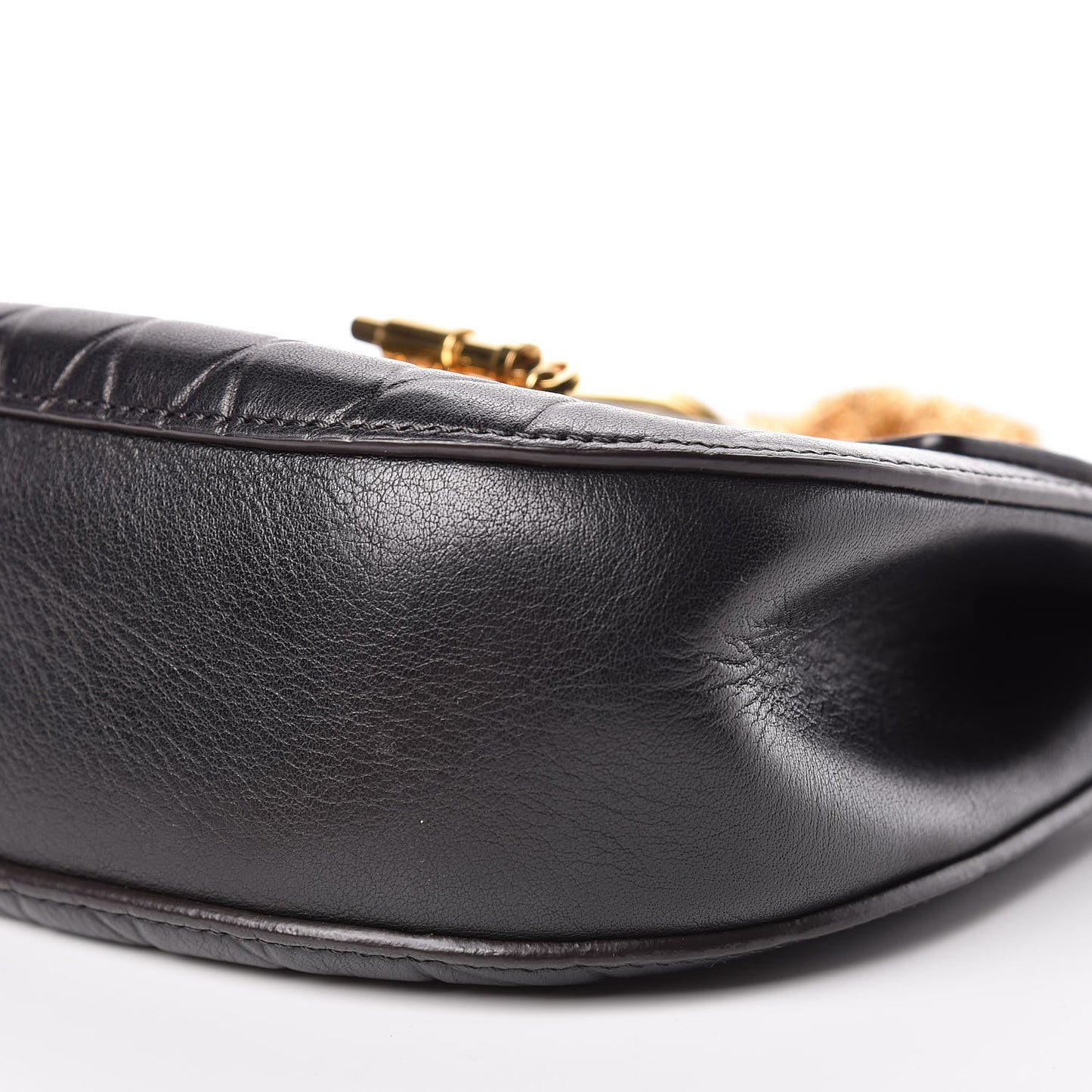 Calfskin Diamond Embossed Drew Shoulder Bag Black