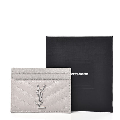 Saint Laurent Grain De Poudre Matelasse Chevron Card Case Granite 8 of 8