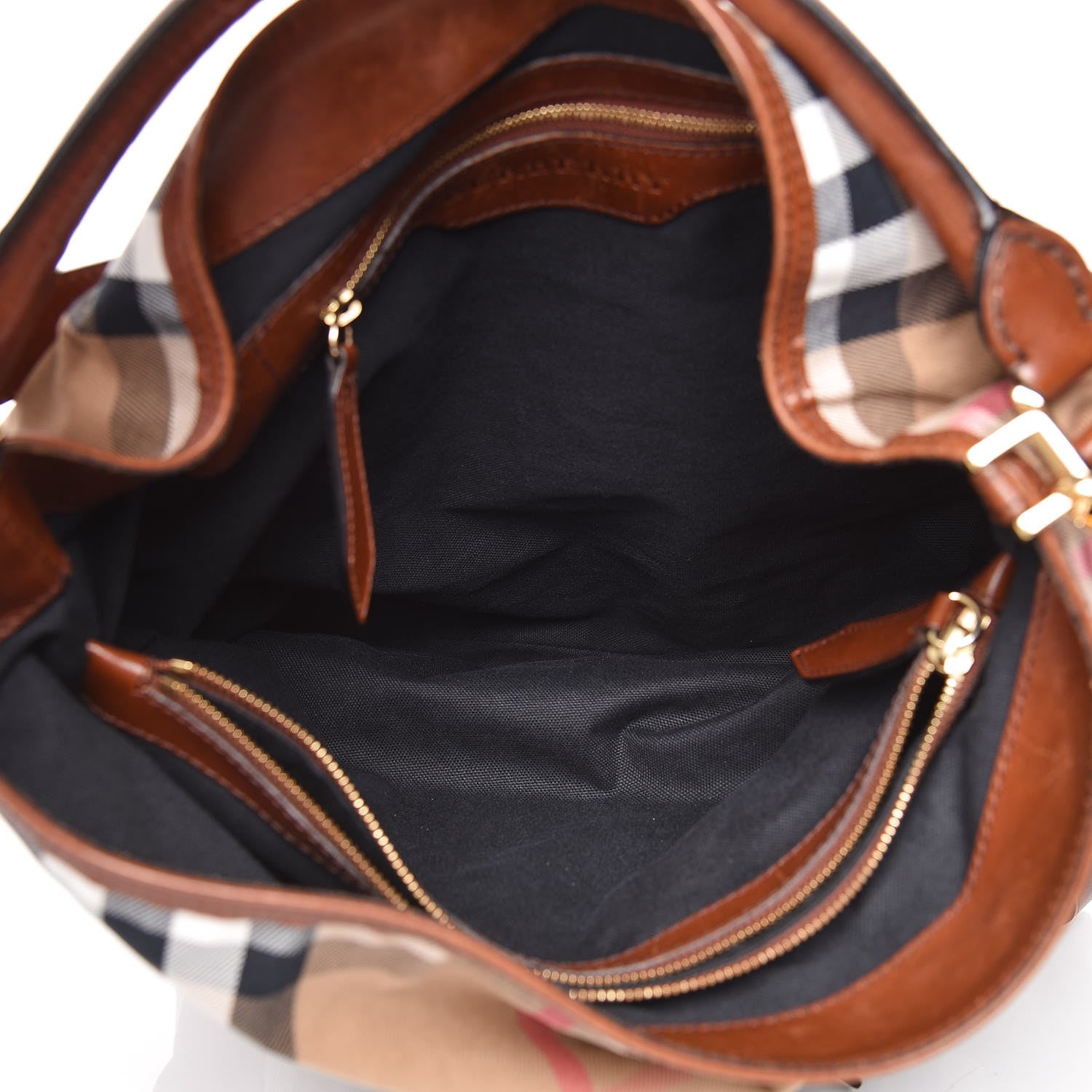 Burberry House Check Bridle Calfskin Medium Gosford Hobo Dark Tan 6 of 14