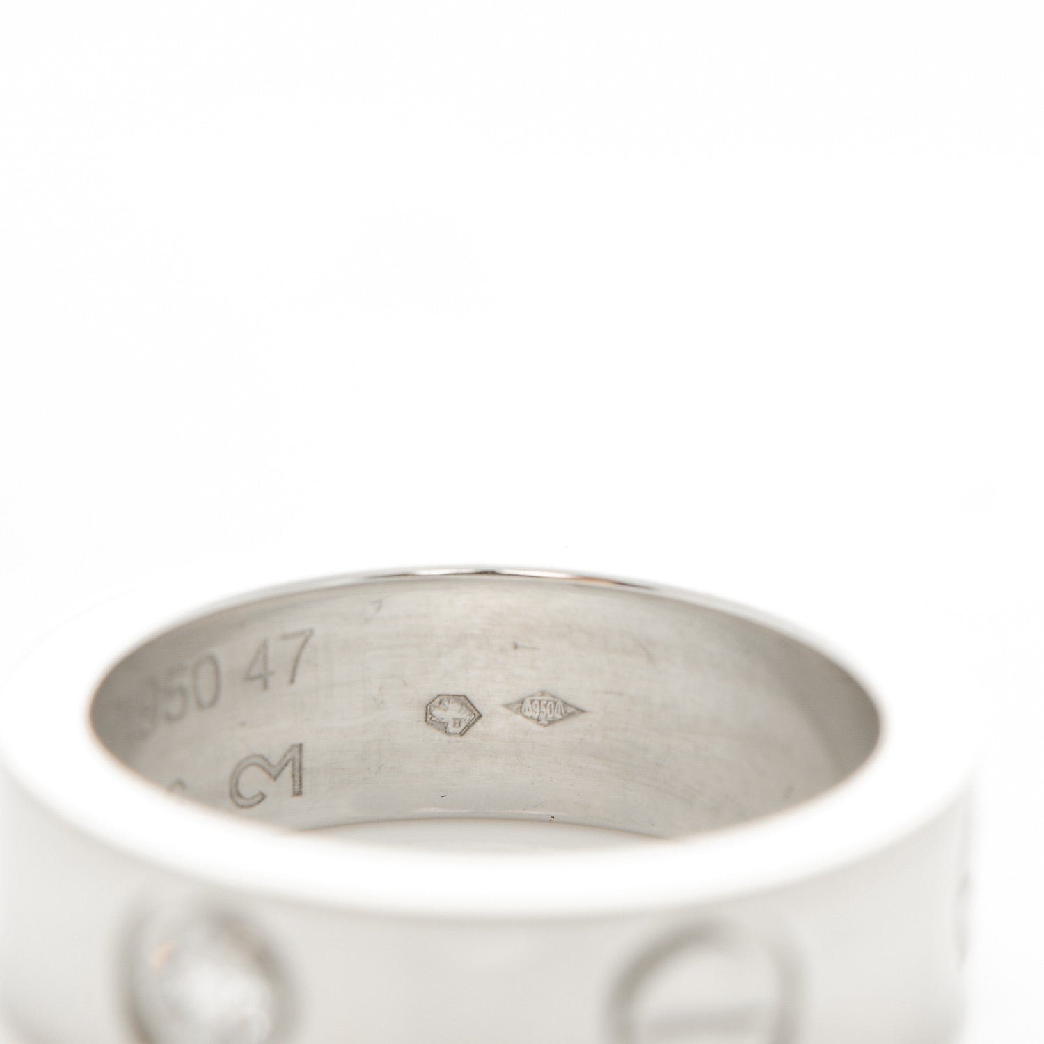 Cartier Platinum Diamond 5.5mm LOVE Ring 47 4.25 5 of 5