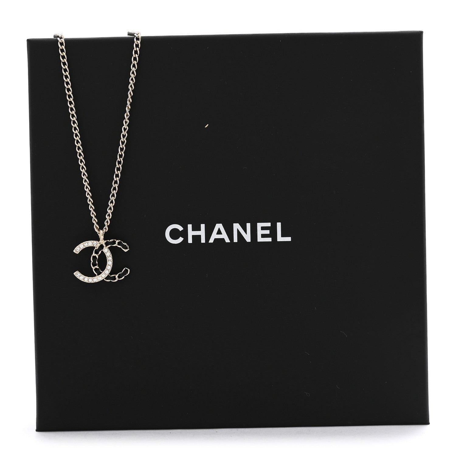 Chanel Lambskin Crystal CC Chain Necklace Gold Black 6 of 6