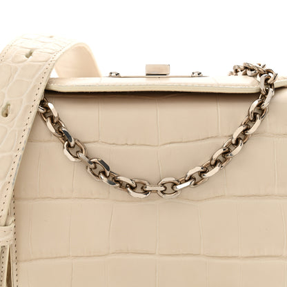 Alexander McQueen Calfskin Crocodile Embossed Box Shoulder Bag 16 White Bone 7 of 11