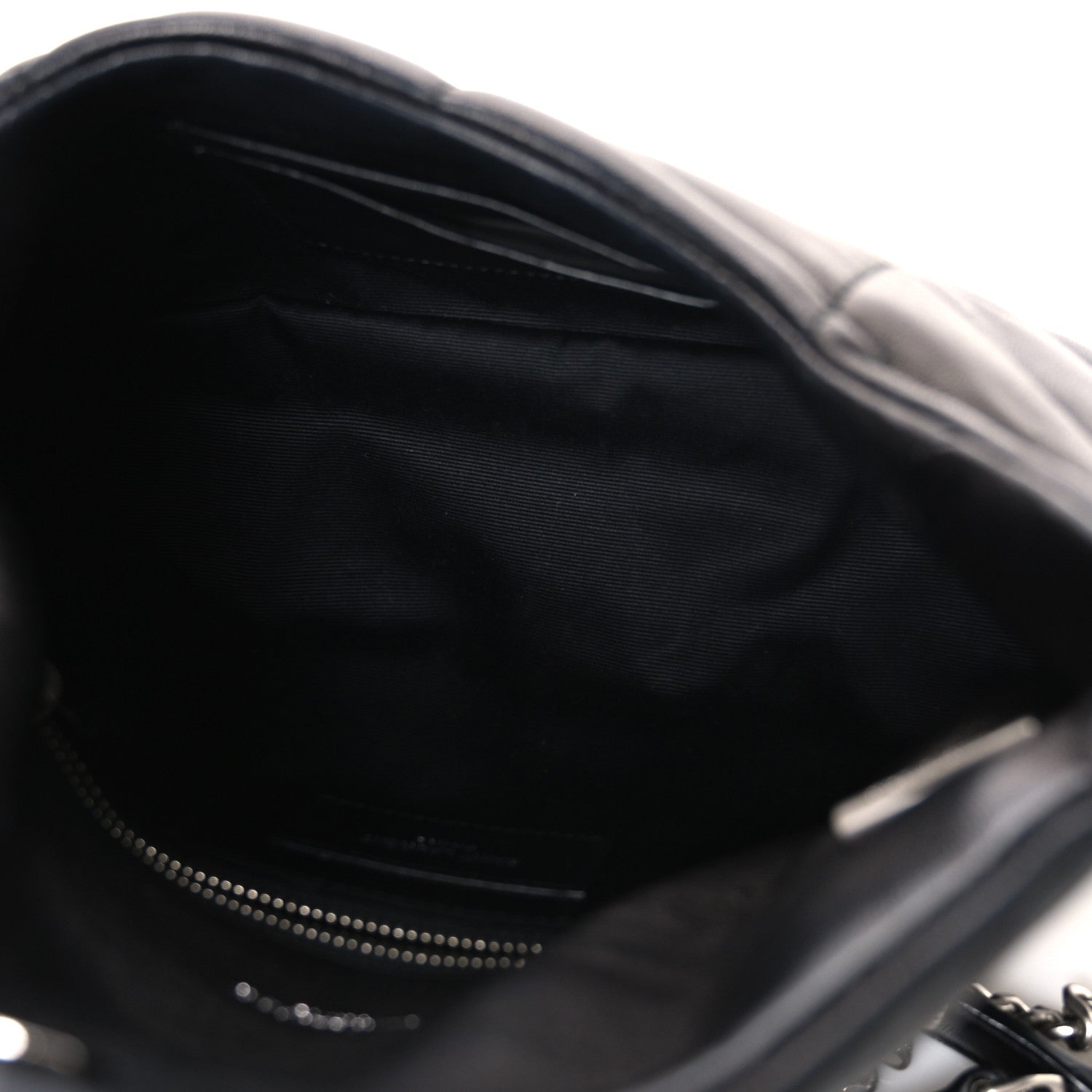 Saint Laurent Lambskin Quilted Toy Loulou Puffer Monogram Chain Satchel Black 5 of 10