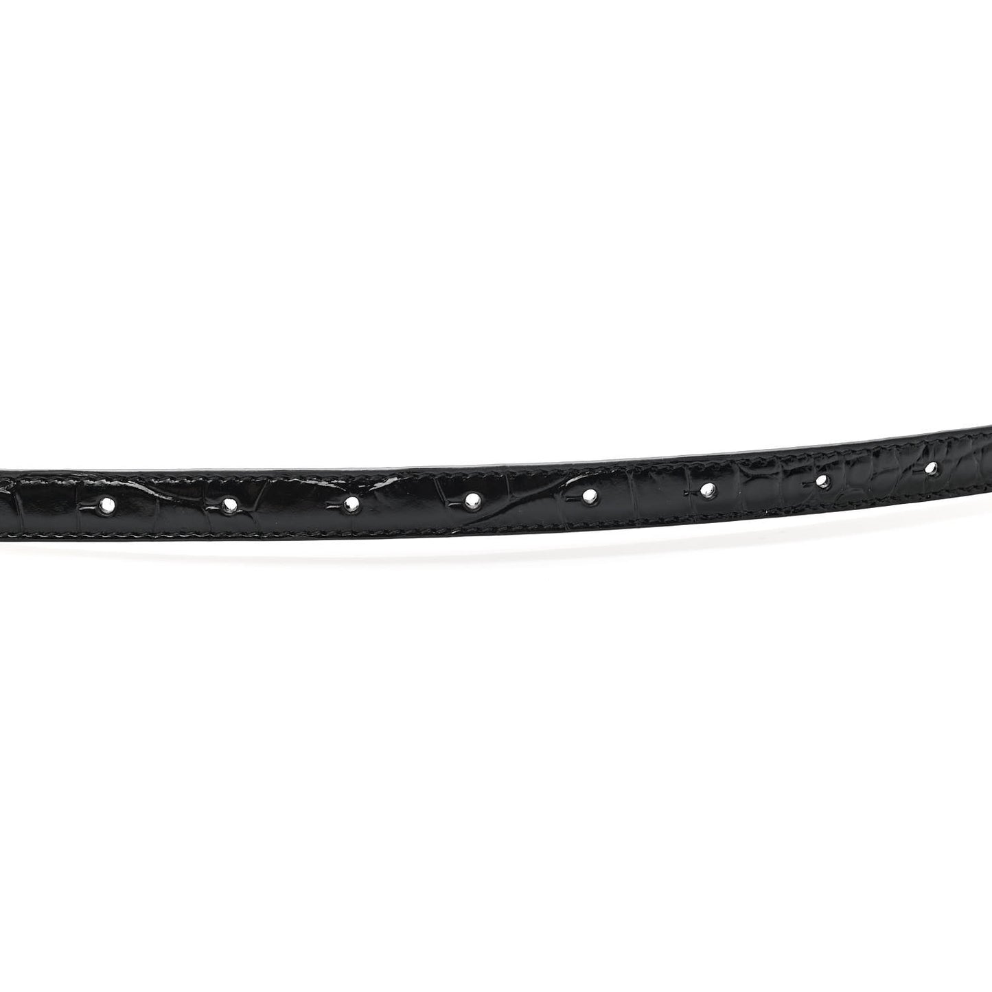 Shiny Calfskin Crocodile Embossed BB 15mm Thin Belt 80 32 Black