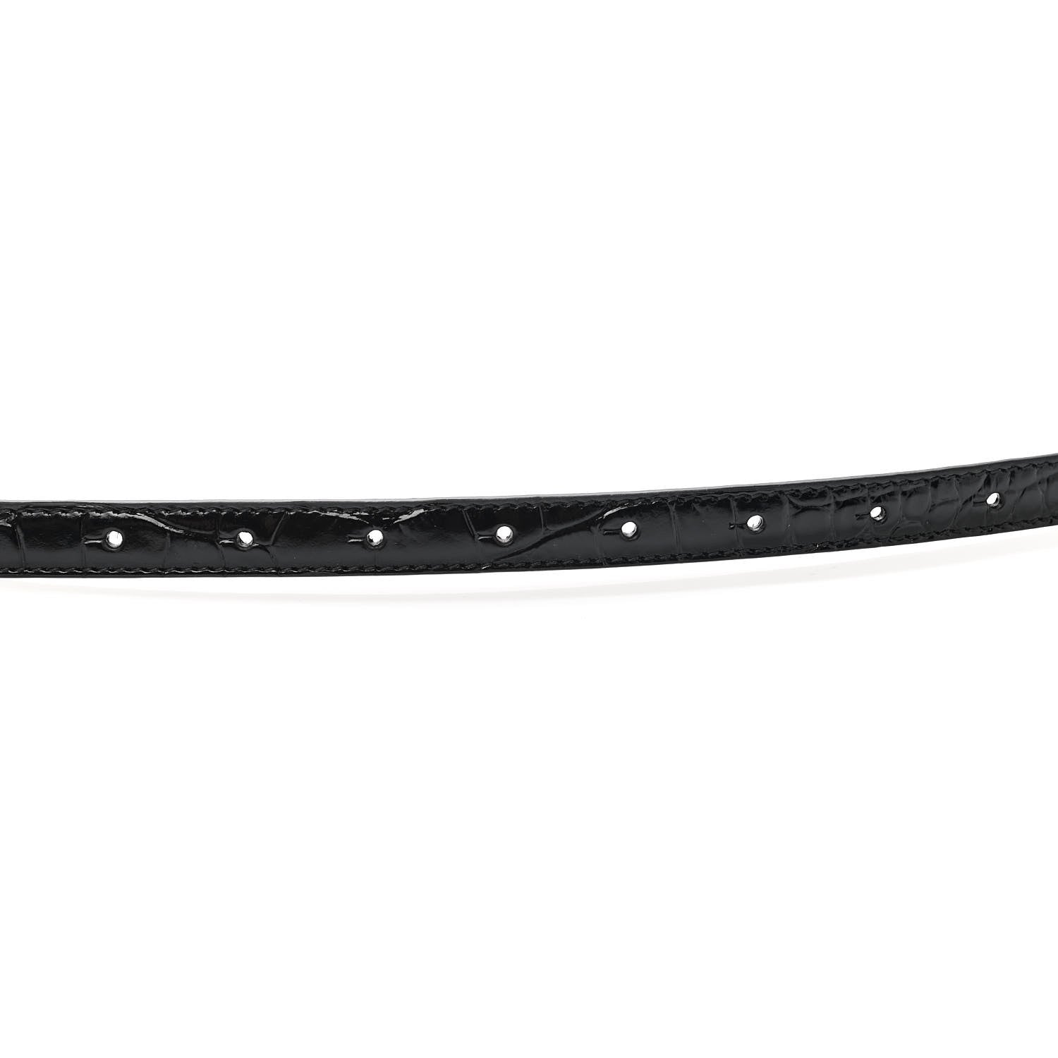 Balenciaga Shiny Calfskin Crocodile Embossed BB 15mm Thin Belt 80 32 Black 6 of 7