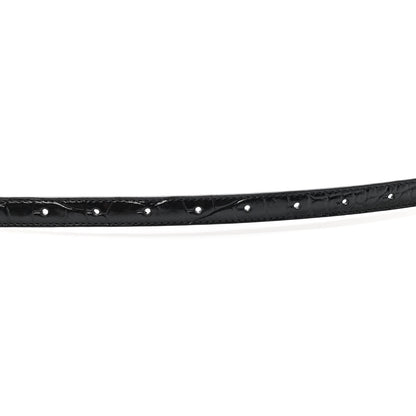 Balenciaga Shiny Calfskin Crocodile Embossed BB 15mm Thin Belt 80 32 Black 6 of 7