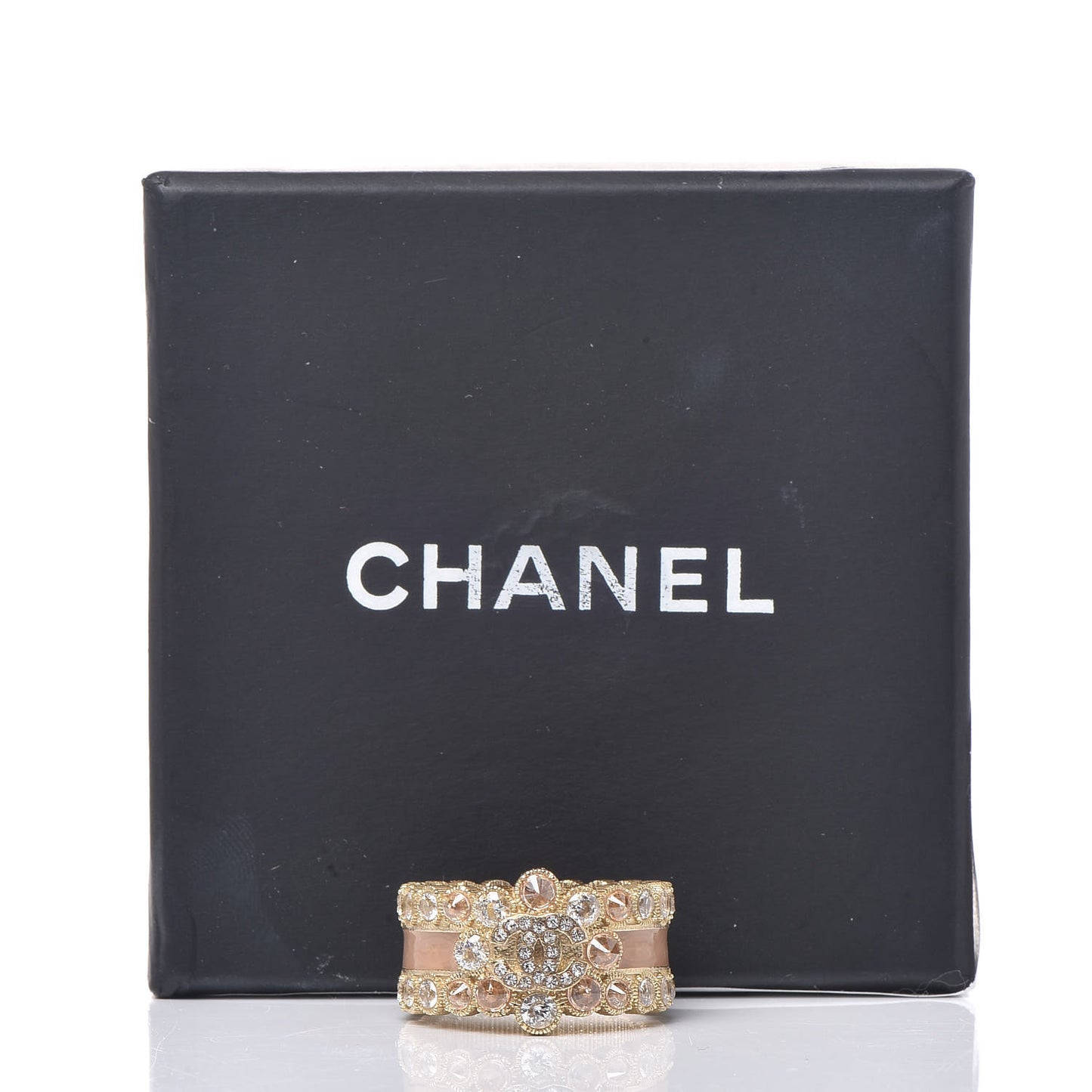 Crystal Enamel CC Ring 7 Gold