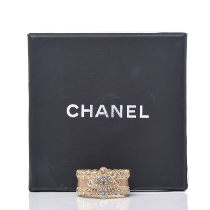 Chanel Crystal Enamel CC Ring 7 Gold 5 of 5