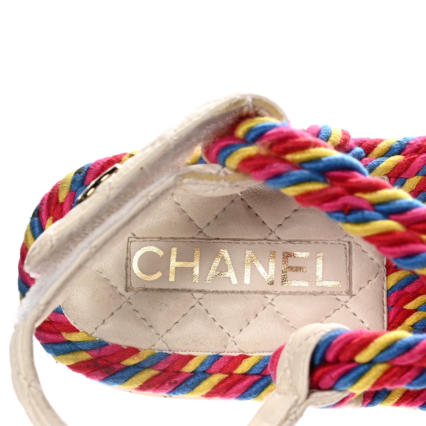 Cord Lambskin Quilted Logo Sandals 37 Multicolor