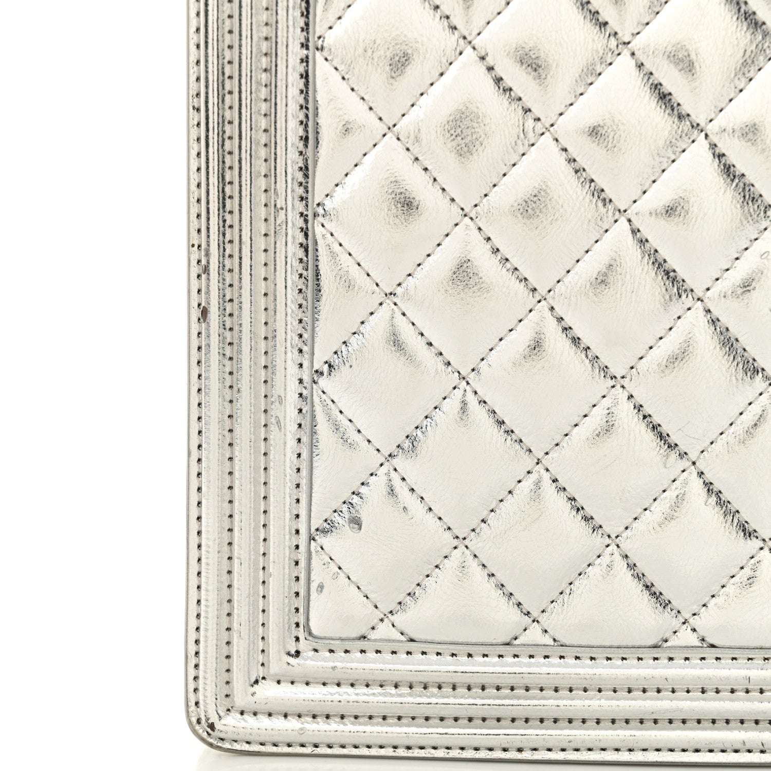 Chanel Metallic Goatskin Quilted North South Boy Flap Silver 16 of 16