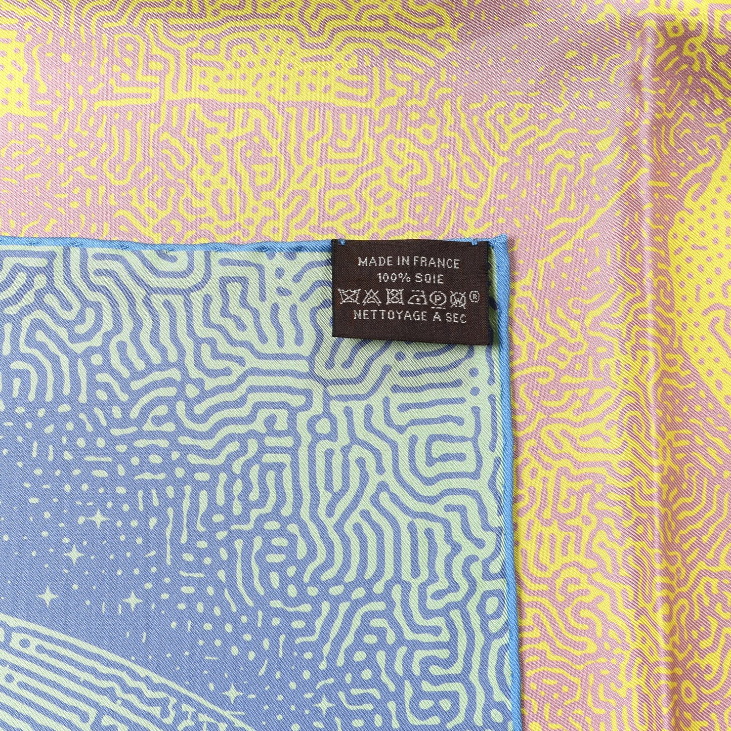 Silk Double Face Clair De Lune Scarf 90 Vieux Rose Jaune
