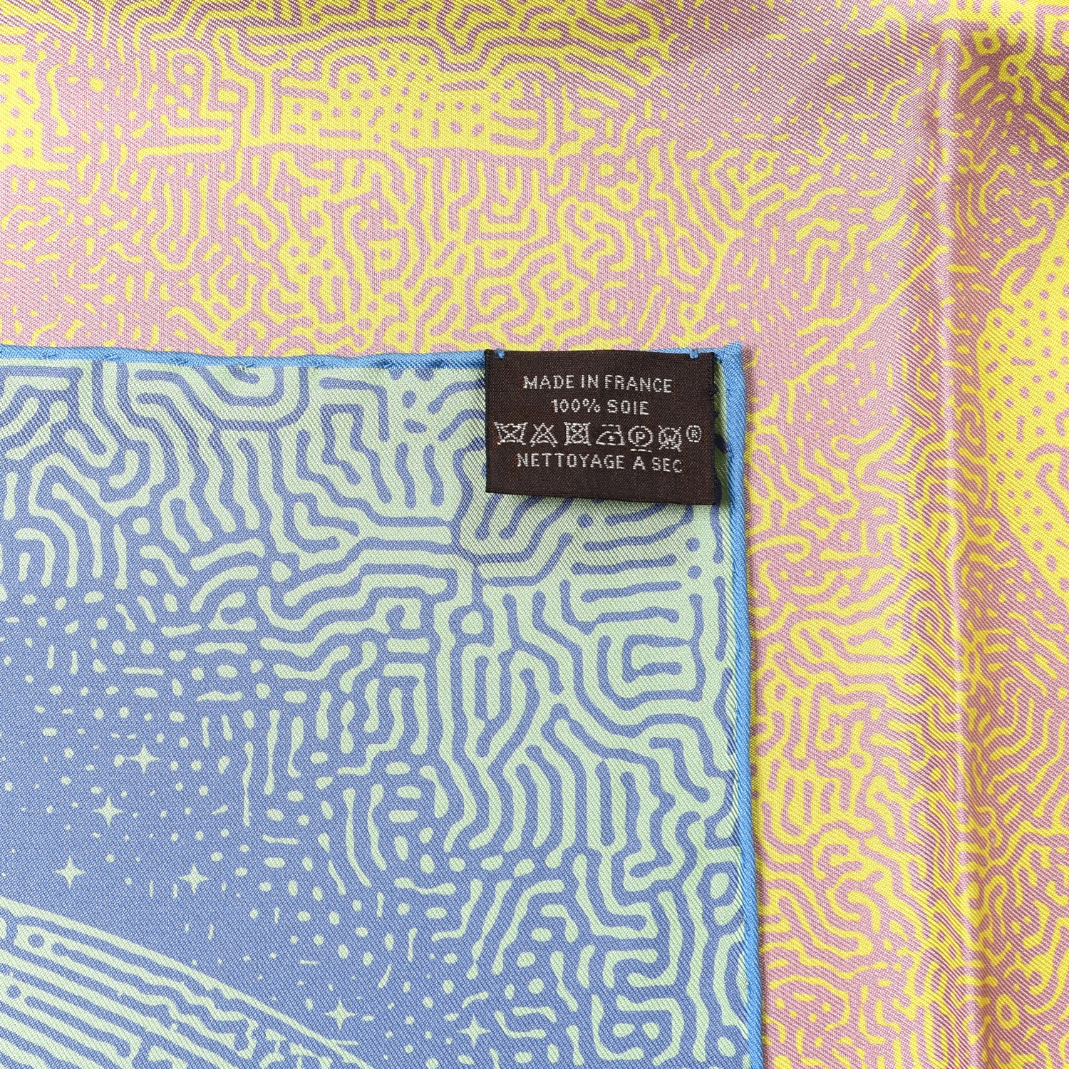 Hermes Silk Double Face Clair De Lune Scarf 90 Vieux Rose Jaune 3 of 4