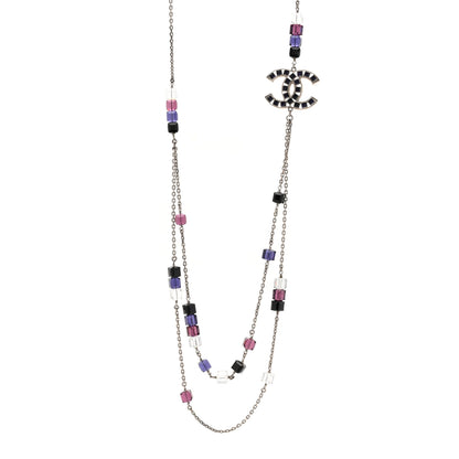 Chanel Ruthenium Baguette Crystal CC Necklace Purple 1 of 6