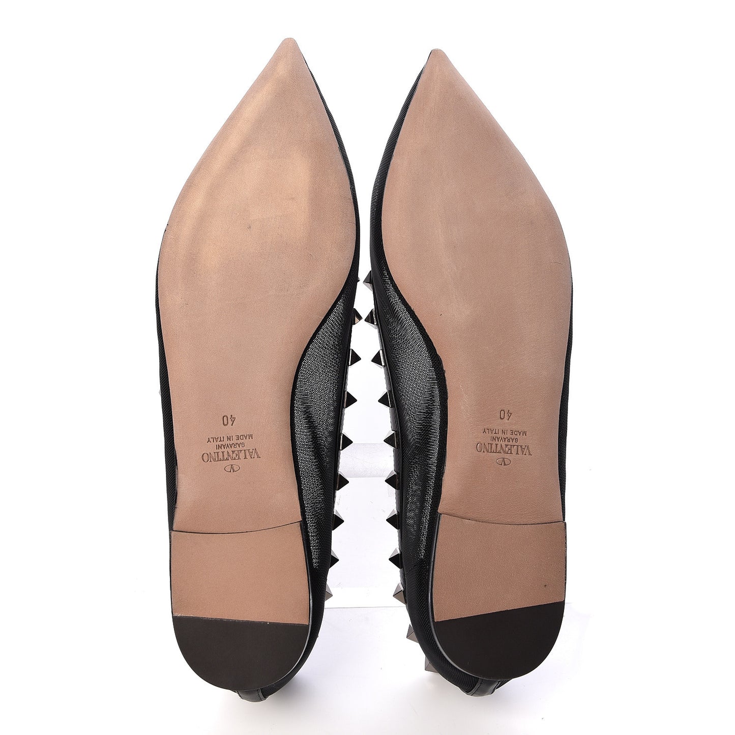 Mesh Rockstud Ballerina Flats 40 Black