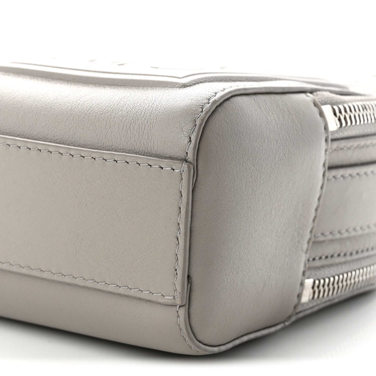 Satin Calfskin Mini Camera Bag Shell Grey