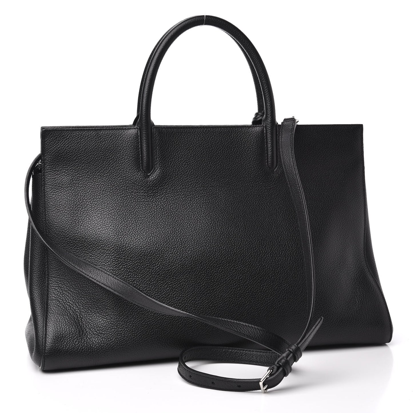Grained Calfskin Medium Rive Gauche Cabas Black