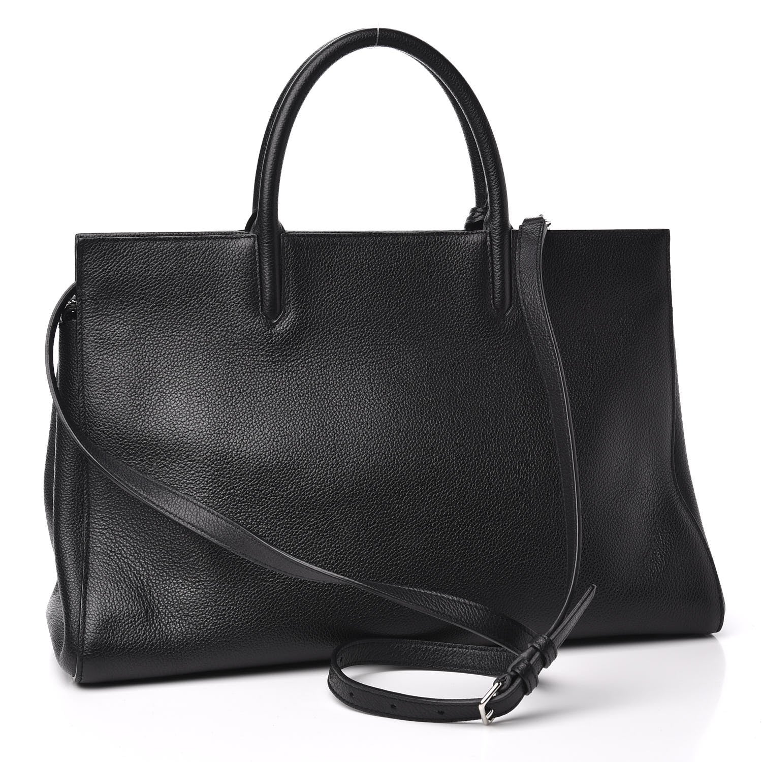 Saint Laurent Grained Calfskin Medium Rive Gauche Cabas Black 2 of 11