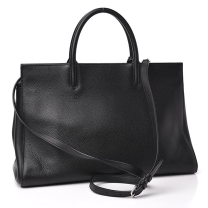 Saint Laurent Grained Calfskin Medium Rive Gauche Cabas Black 2 of 11