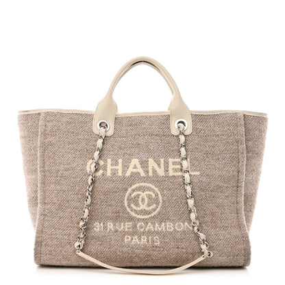 Chanel Mixed Fibers Calfskin Medium Deauville Tote Beige 1 of 14