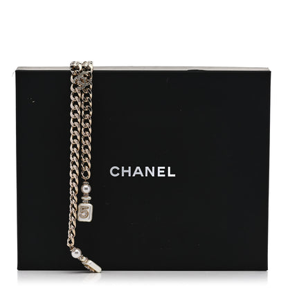 Chanel Pearl Resin Crystal CC No 5 Perfume Bottle Chain Gold 7 of 7