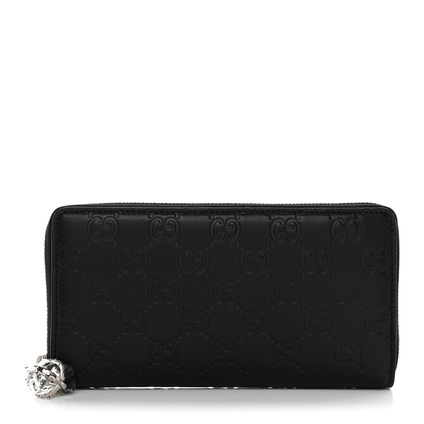 Guccissima Large Twins Zip Around Wallet Black