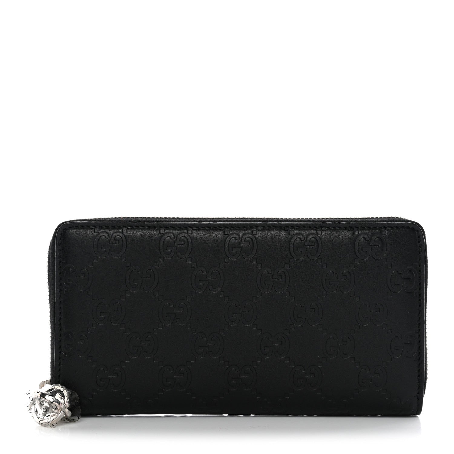 Gucci Guccissima Large Twins Zip Around Wallet Black 1 of 8