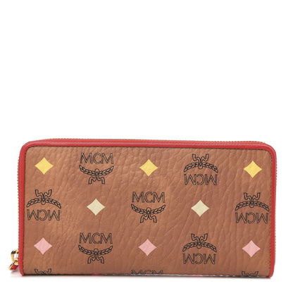 MCM Skyoptic Visetos Zip Around Wallet Cognac Red 1 of 7
