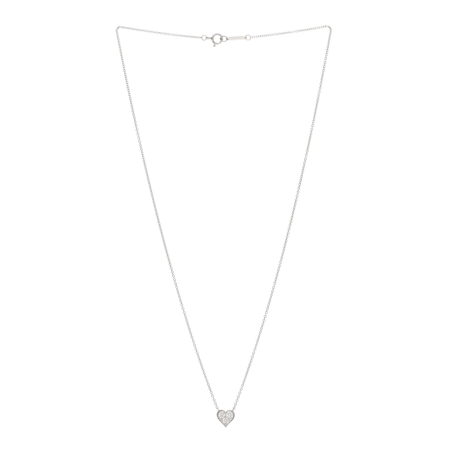 Tiffany Platinum Diamond Heart Pendant Necklace 3 of 4