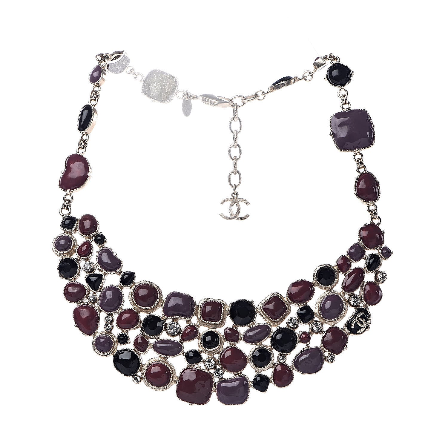 Chanel Crystal Bead Gripoix Poured Glass CC Necklace Multicolor 3 of 6