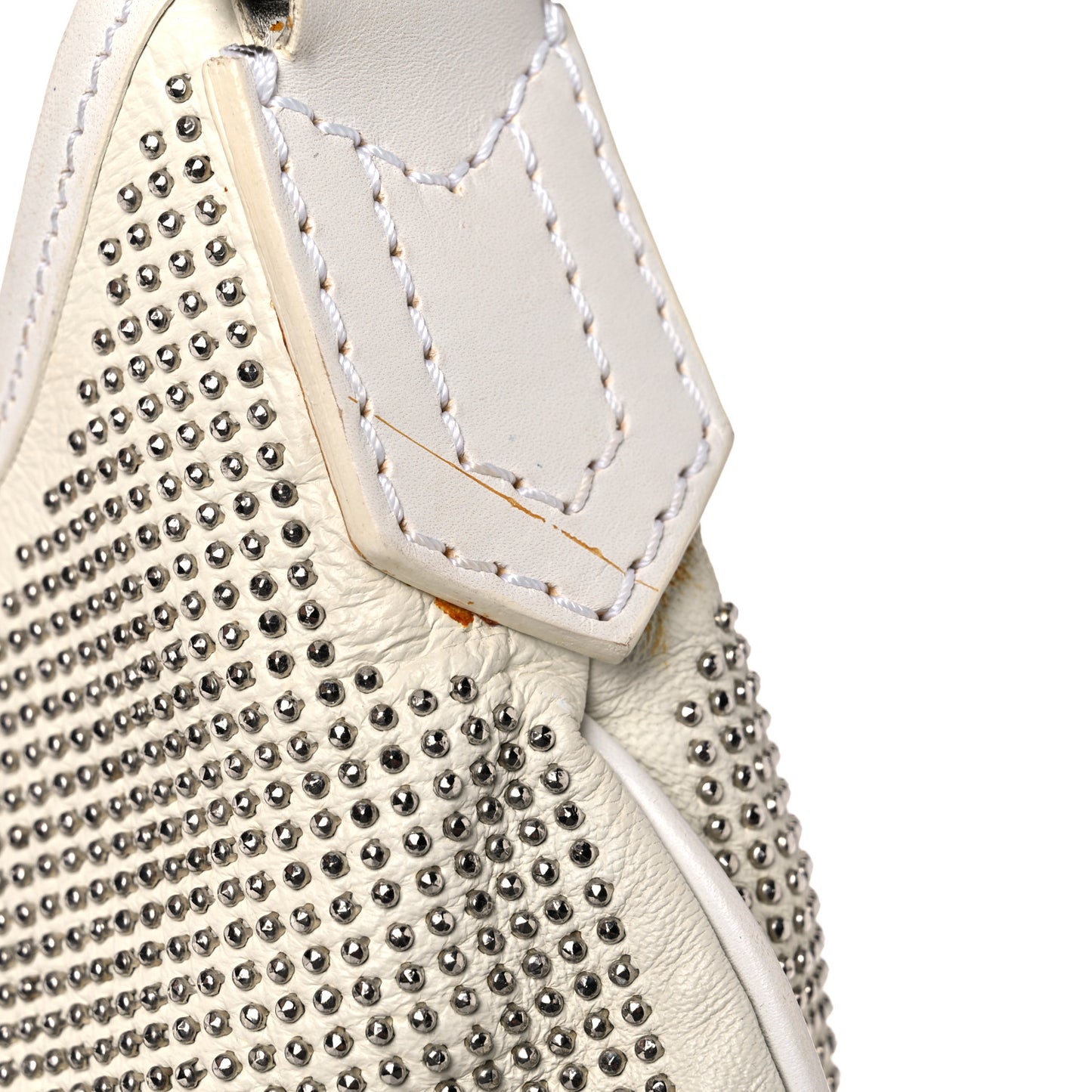 Calfskin Studded Hobo White